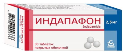 Индапафон таблетки покрытые оболочкой 2.5мг N30