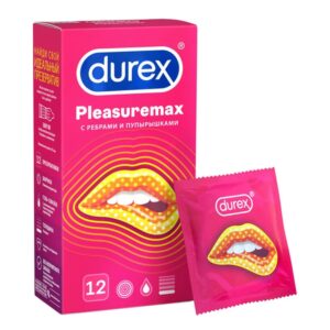Презервативы с ребрами и пупырышками Durex Pleasuremax 12  шт