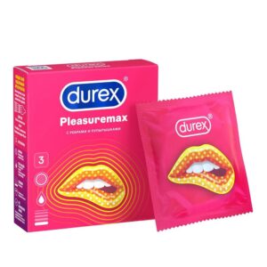 Презервативы с ребрами и пупырышками Durex Pleasuremax 3  шт