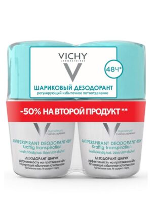 Дезодорант шариковый регулирующий избыточное потоотдение (duopack) Vichy Deodorant 2  шт
