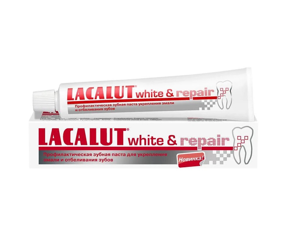 Паста lacalut white. Lacalut Уайт зубная паста 50мл. Лакалют Вайт энд Репейр зубная паста 75мл Dr. Theiss Naturwaren GMBH. Лакалют White з/паста 50мл.