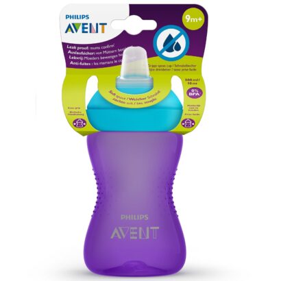 Avent Чашка -непроливайка c мяг.носиком 300мл 9 мес.+ фиолетовая арт.83902 Philips Avent