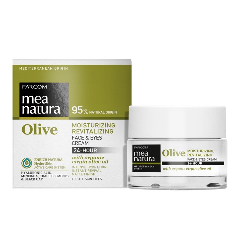 Крем увлажняющий и восстанавливающий для лица и кожи вокруг глаз Olive Farcom Mea Natura 50  мл