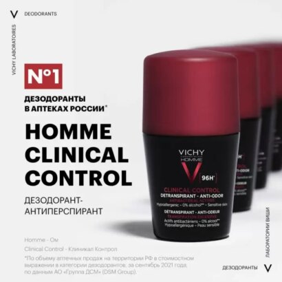 Дезодорант-антиперспирант Homme Clinical Control Vichy Homme 50  мл