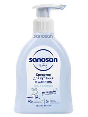 Средство для купания и шампунь с молочным протеином Sanosan Baby 200  мл