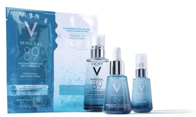 Набор(Гель-сыворотка 50мл+Purte T.миниральная вода 100+сыворотка-концентрат10+Aqualia T.крем увлажняющий для лица 15мл) Vichy Mineral 89
