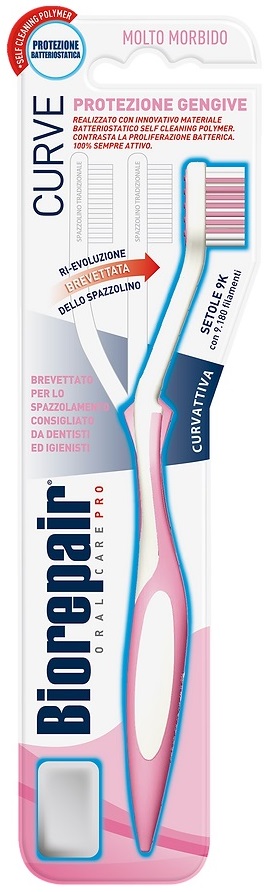 Зубная щетка Curve Protezione Gengive изогнутая для защиты десен супер мягкая Biorepair 1  шт