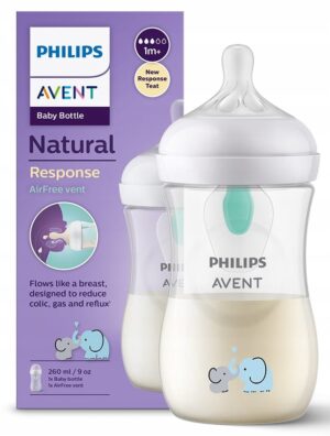 Бутылочка для кормления с клапаном AirFree пластик декор слон Philips Avent Natural Responce 260  мл