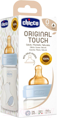 Бутылочка для кормления Original Touch Boy 0 месяцев+ с латексной соской Chicco 150  мл