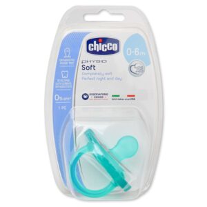 Пустышка силиконовая голубая 0-6мес Chicco Physio Soft 1  шт
