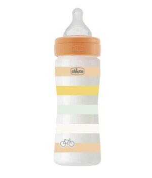 Бутылочка Uni 2мес+ с силиконовой соской средний поток оранжевая Chicco Well-Being 250  мл