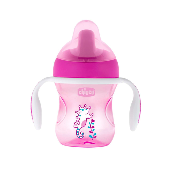 Чашка-поильник 6 месяцев+ розовый Chicco Training Cup 200  мл