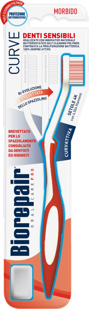 Зубная щетка Curve Denti Sensibili изогнутая для чувствительных зубов мягкая Biorepair 1  шт