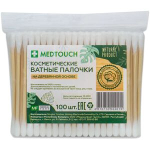 Палочки ватные косметические на дерев основе Medtouch 100  шт