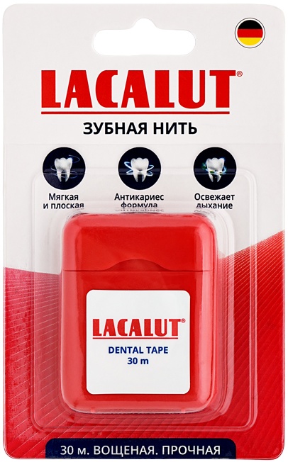 Зубная нить Dental tape Lacalut Dental 30 м