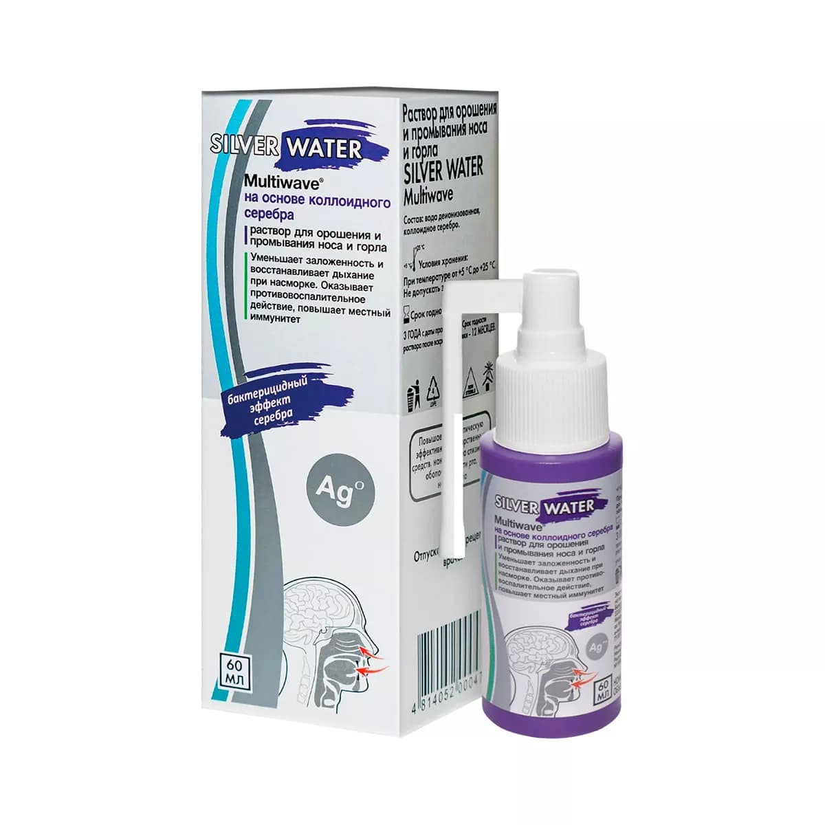 Спрей для орошения носа и горла на основе коллоидного серебра Silver Water Multiwave Multiwave 60  мл