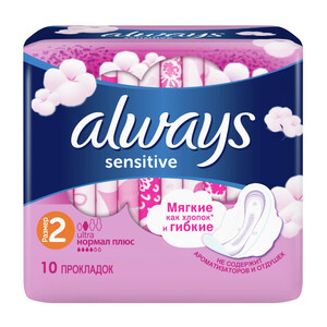 Прокладки гигиенические Sensitive Normal Plus Always Ultra 10 шт Прокладки гигиенические Sensitive Normal Plus Always Ultra 10 шт