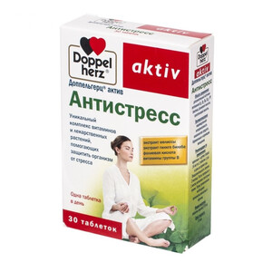 Доппельгерц Антистресс таблетки 0,375г N30 Doppelherz Aktiv Доппельгерц Антистресс таблетки 0,375г N30 Doppelherz Aktiv