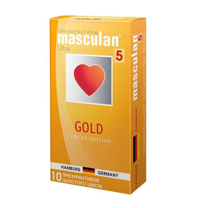 Презервативы золотого цвета, с ароматом ванили Masculan Gold 10 шт Презервативы золотого цвета, с ароматом ванили Masculan Gold 10 шт