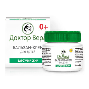 Бальзам-крем массажный для детей 0+Барсучий жир Доктор Вера 45  г