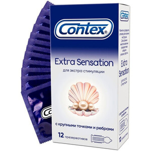 Презервативы с крупными точками и ребрами Contex Extra Sensation 12 шт Презервативы с крупными точками и ребрами Contex Extra Sensation 12 шт