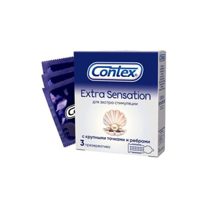 Презервативы с крупными точками и ребрами Contex Extra Sensation 3 шт Презервативы с крупными точками и ребрами Contex Extra Sensation 3 шт