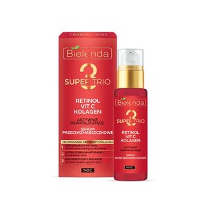 Сыворотка против морщин активно восстанавливающая Bielenda Super trio retinol+vit C+kolagen 30 мл Сыворотка против морщин активно восстанавливающая Bielenda Super trio retinol+vit C+kolagen 30 мл