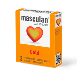 Презервативы золотого цвета, с ароматом ванили Masculan Gold 3  шт