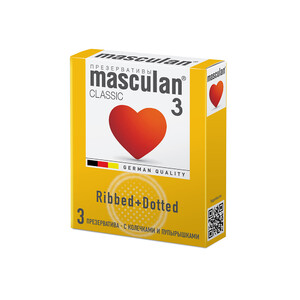 Презервативы латексные с колечками и пупырышками Masculan Ribbed+Dotted 3 шт Презервативы латексные с колечками и пупырышками Masculan Ribbed+Dotted 3 шт