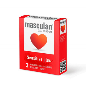Презервативы латексные без рельефной структуры Masculan Sensitive Plus 3 шт Презервативы латексные без рельефной структуры Masculan Sensitive Plus 3 шт