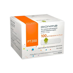 Тест-полоски PT 200 для глюкометра  к системе Prolife PM200 Bionime 100  шт