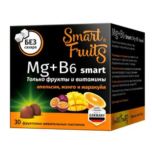 Smart Mg+B6 пастилки жевательные №30 Smart Fruits