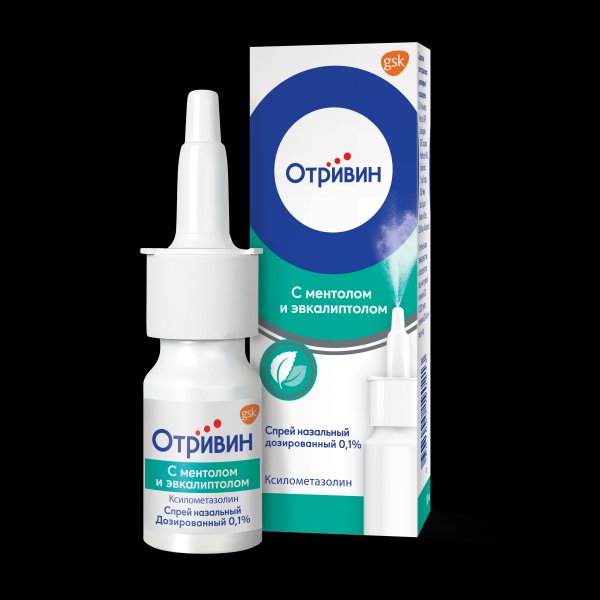Отривин спрей ментол и эвкалипт 0.1% 10мл