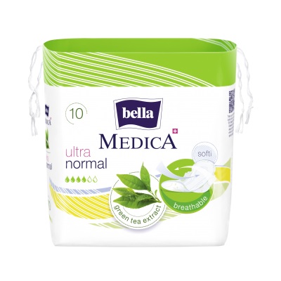 Гигиенические прокладки с экстрактом зеленого чая Ultra Normal Bella Medica 10  шт