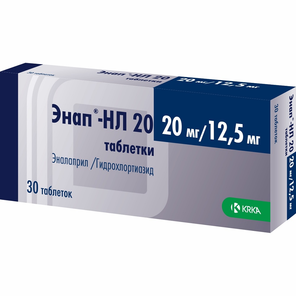Энап-НЛ 20 таблетки20мг/12.5мг N20