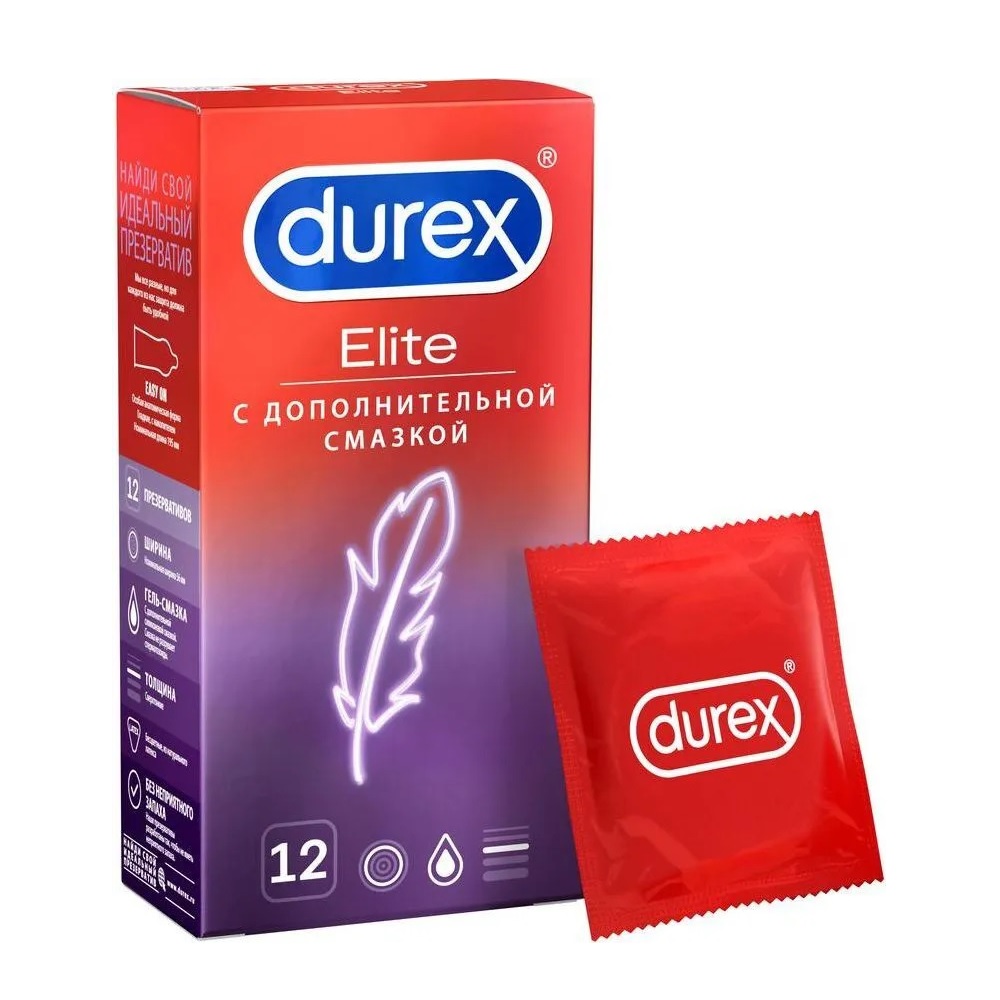 Презервативы сверхтонкие, с дополнительной смазкой Durex Elite 12  шт