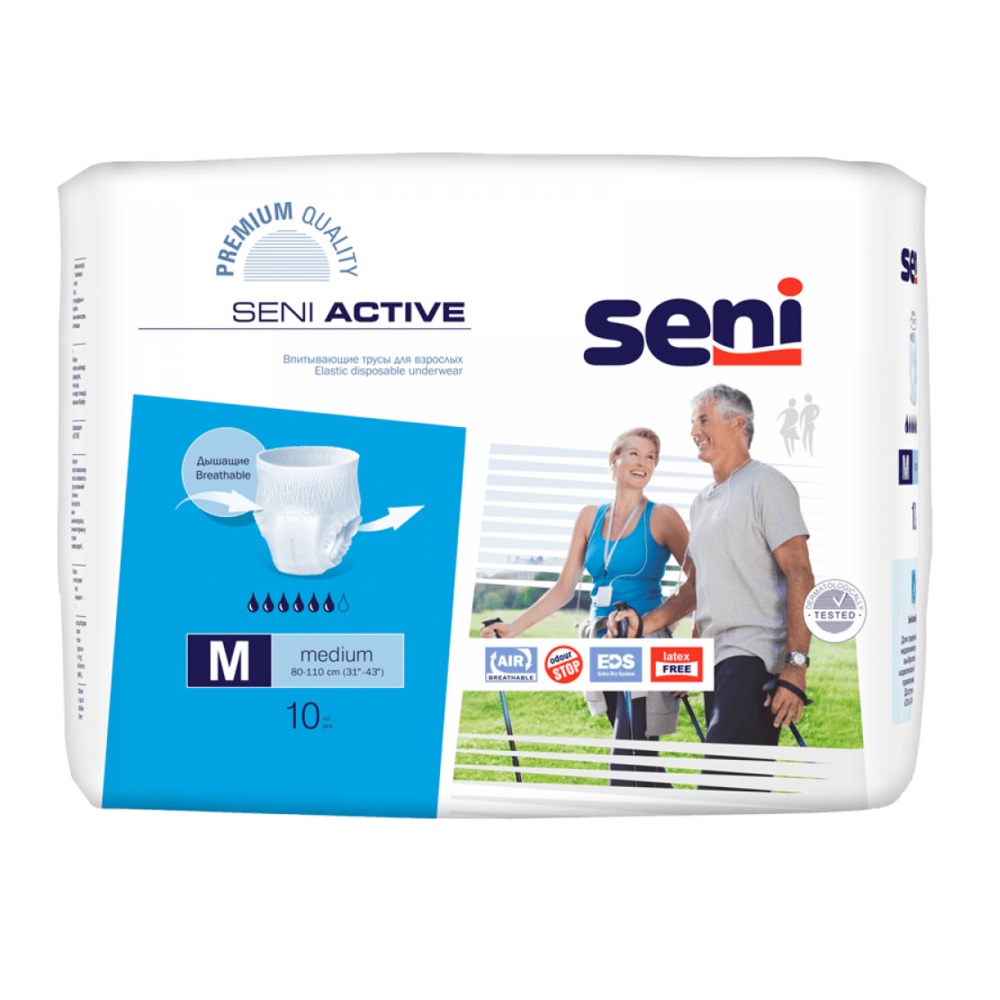 Трусы впитывающие для взрослых, одноразовые, размер M Seni Active 10  шт