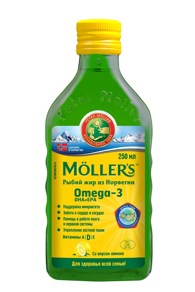 Мёллер Омега-3 Рыбий жир со вкусом лимона 250мл MOLLER