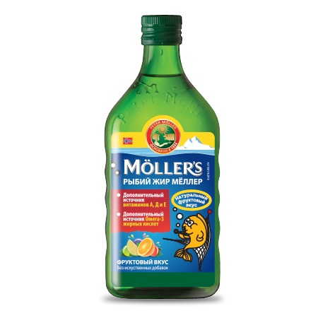 Мёллер Омега-3 Рыбий жир с фруктовым вкусом 250мл MOLLER