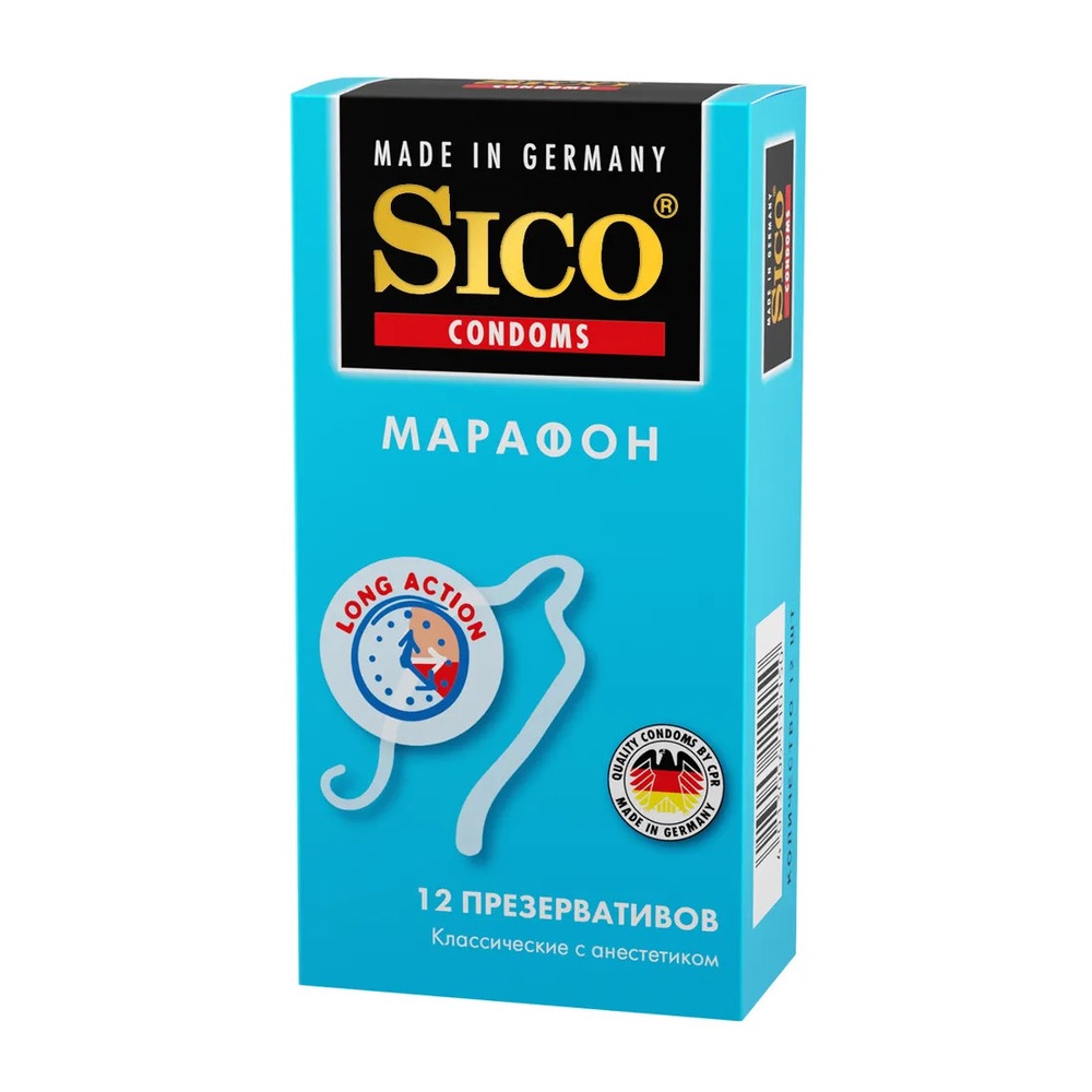 Презервативы классические, с анестетиком Sico Марафон 12  шт