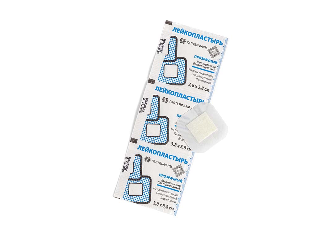 Лейкопластырь  Галтея 3,8х3,8 пленочная основа гипоалергенный прозрачный