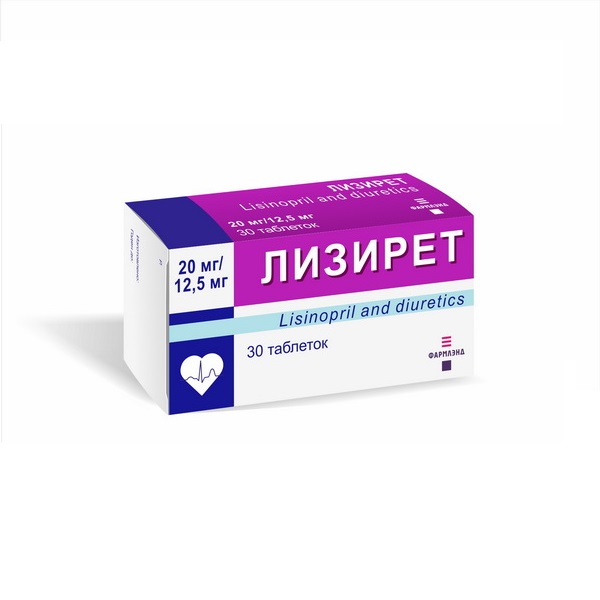 Лизирет таблетки 20мг/12,5мг N30
