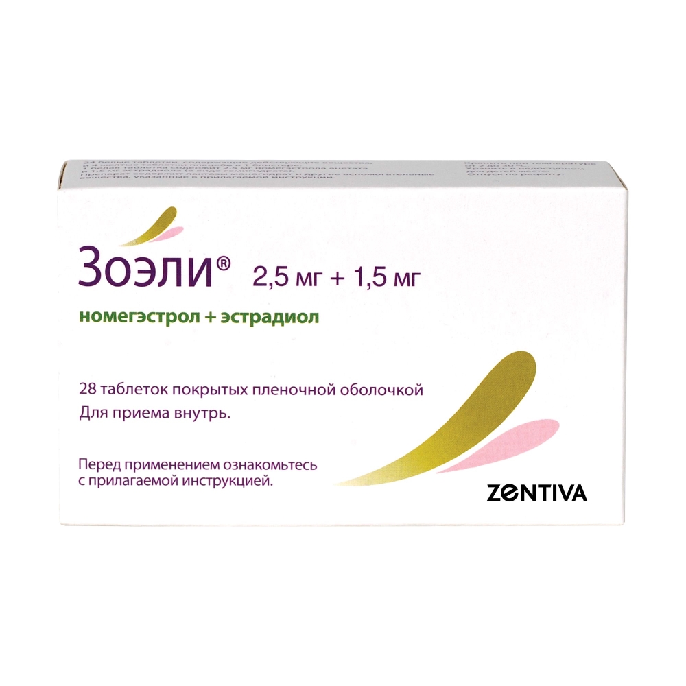 Зоэли таб п/о 2,5мг/1,5мг в бл в уп №28(24+4)х1 Зоэли таб п/о 2,5мг/1,5мг в бл в уп №28(24+4)х1