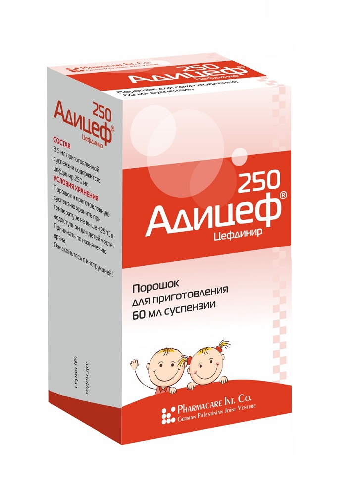 Адицеф порошок для приготовления суспензии для приема внутрь 250мг/5мл 60мл N1