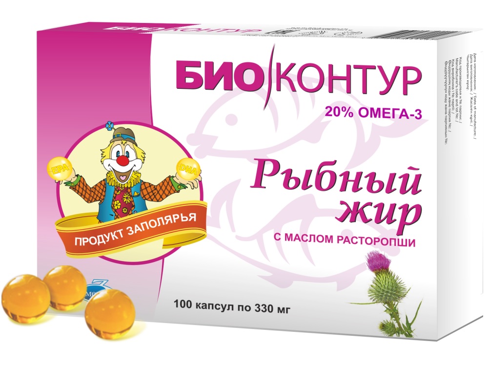 Рыбный жир БиоКонтур с маслом расторопши капсулы 330мг N100 БиоКонтур Рыбный жир БиоКонтур с маслом расторопши капсулы 330мг N100 БиоКонтур