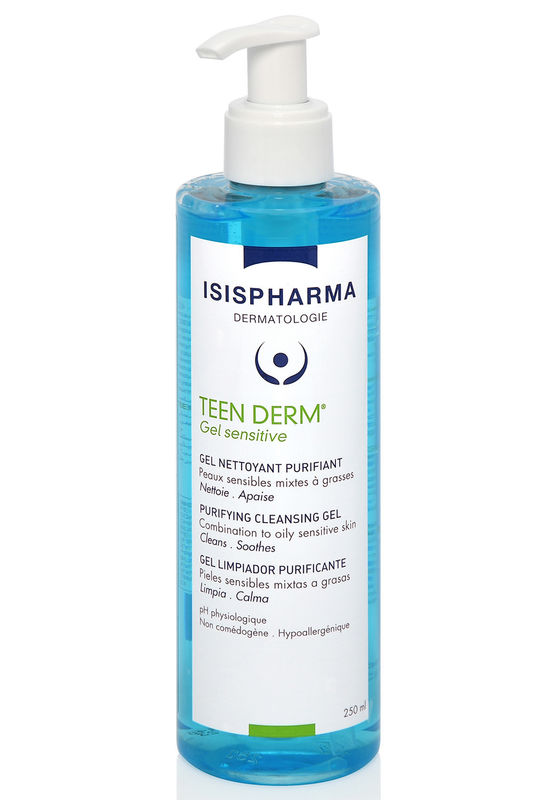 Гель очищающий для умывания чувствит., комбинир., и жирной кожи Gel sensitive ISISPHARMA Teen Derm 250  мл