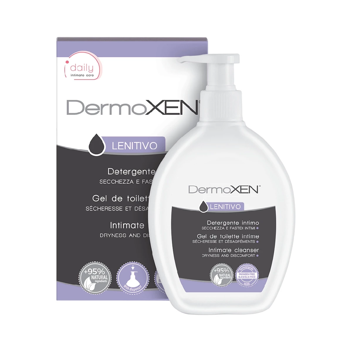 Гель успокаивающий комплекс для интимной гигиены с соком алоэ вера DermoXEN Lenitivo 200  мл