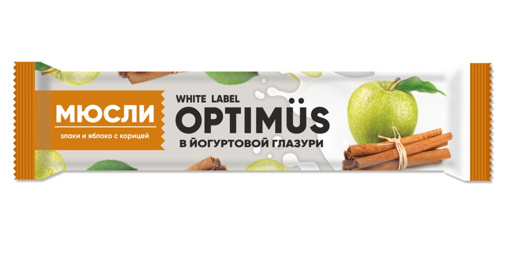 Мюсли «Optimus» Злаки и яблоко с корицей в йогуртовой глазури Amateg 30  г Мюсли «Optimus» Злаки и яблоко с корицей в йогуртовой глазури Amateg 30  г