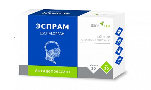 Эспрам таблетки, покрытые оболочкой, 10мг №10х3 в контурной ячейковой упаковке