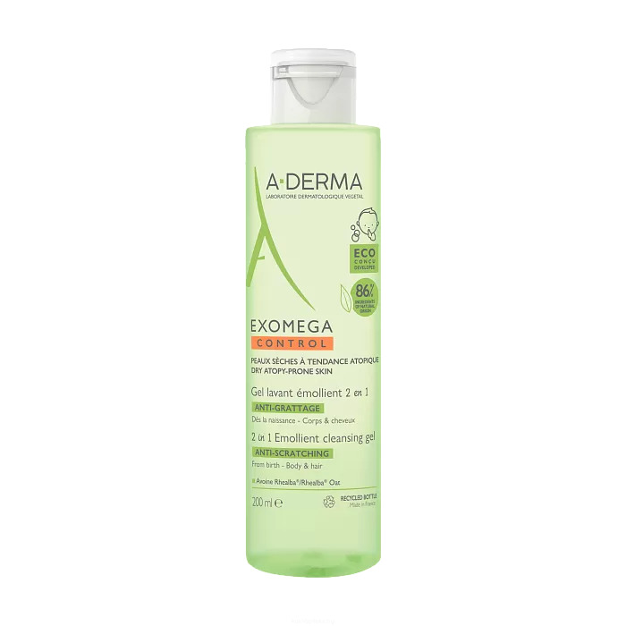 Гель смягчающий, очищающий 2 в 1 A-Derma Exomega Control 200  мл